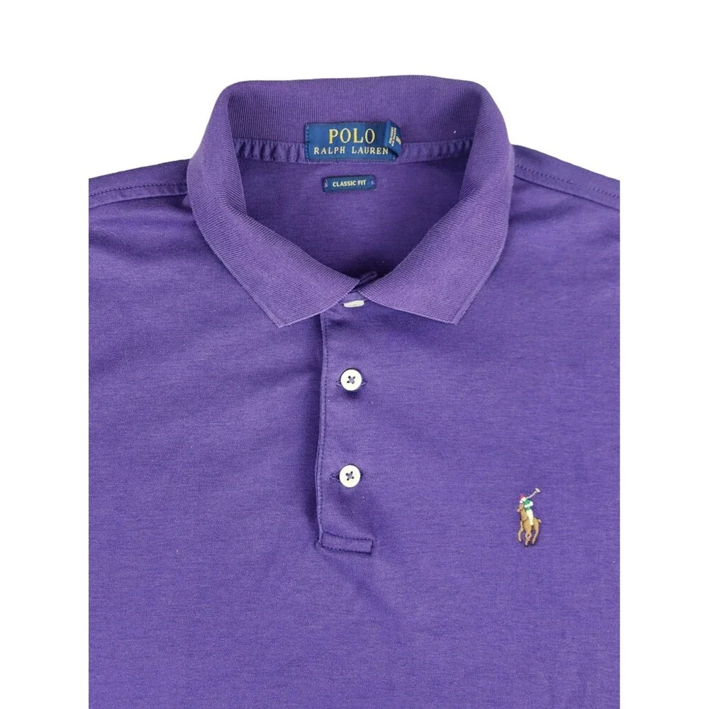 Polo Ralph Lauren Classic Fit Purple Short Sleeve Polo Multicolor Pony Men's L